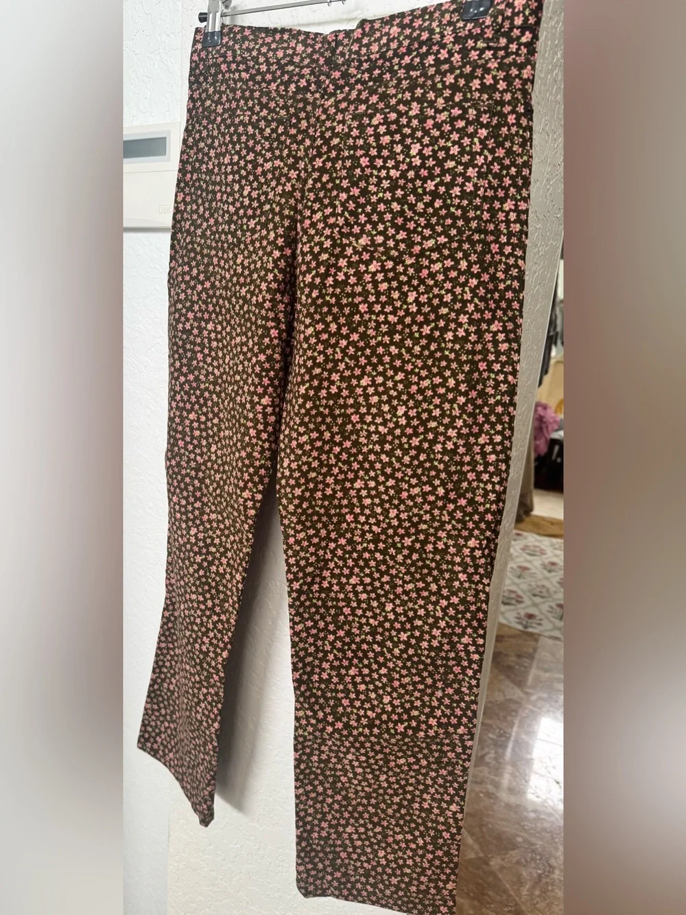 Rachel Riley Girls 12Y Floral Corduroy Pants NWT Brown Pink Cottagecore
